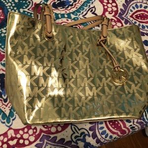 Gold metallic Michael Kors tote